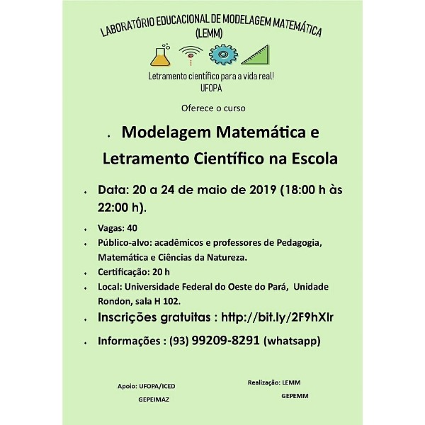 Curso de modelagem matemática e letramento científico na escola