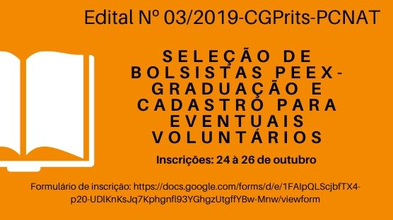 A Universidade Federal do Oeste do Pará (Ufopa) torna pública a concessão de 16 bolsas PEEx-graduação e cadastro para
eventuais voluntários para discentes de graduação.