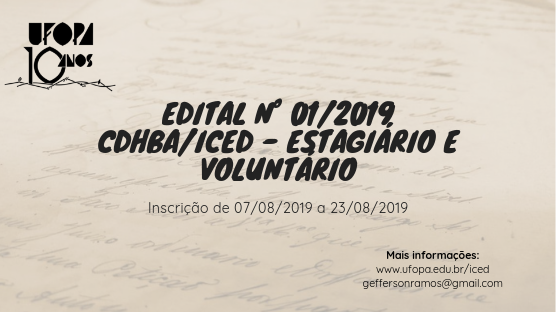 Venha fazer parte da equipe do Centro de Documentação Histórica do Baixo Amazonas! São 08 vagas para estágio remunerado, mais cadastro  de voluntários.